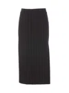 Patrizia Pepe Ruched Pinstriped Pencil Skirt In Black