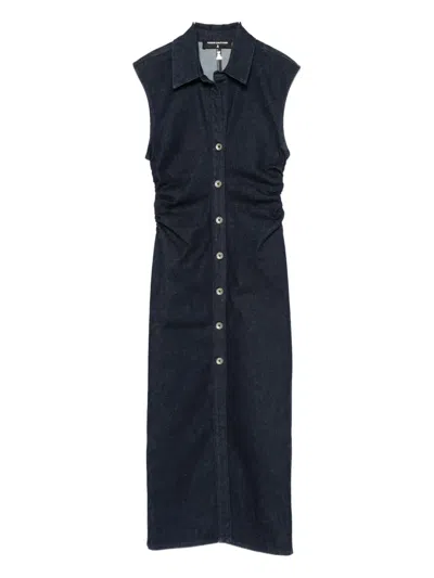 Patrizia Pepe Sleeveless Button-front Denim Dress In Blue