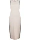 Patrizia Pepe Sleeveless Contrast-panel Midi Dress In Neutrals