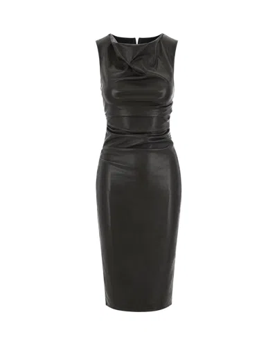 Patrizia Pepe Sleeveless Faux Leather Midi Dress In Black