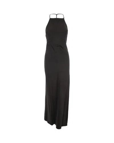 Patrizia Pepe Sleeveless Halter Maxi Dress In Black