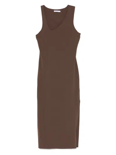 Patrizia Pepe Sleeveless Maxi Dress In Brown