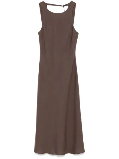 Patrizia Pepe Sleeveless Midi Dress In Brown