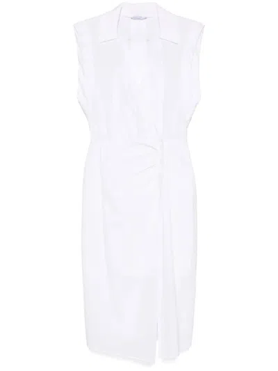 Patrizia Pepe Sleeveless Wrap Midi Dress In White