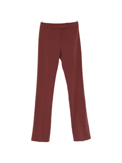 Patrizia Pepe Slim Crepe Trousers In Brown