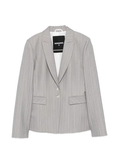 Patrizia Pepe Slim Pinstripe Blazer In Gray