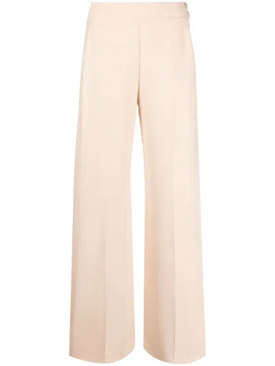 Patrizia Pepe Slit-detail High-waisted Trousers In Neutrals
