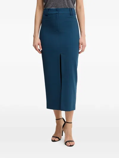 Patrizia Pepe Slit Midi Skirt In Blue