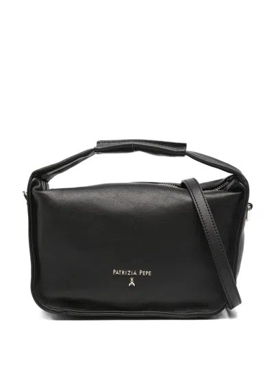 Patrizia Pepe Small Contemporary Hobo Leather Tote Bag In Black