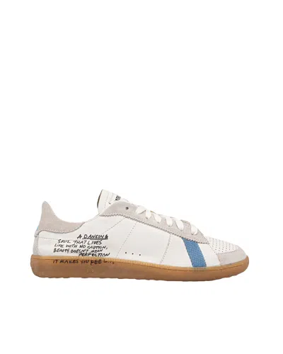Patrizia Pepe Sneakers Skin In Nappa Con Lettering White/blue In Multi