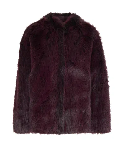 PATRIZIA PEPE SOFT FLUFFY JACKET IN PURPLE AND RED