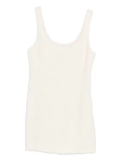 Patrizia Pepe Soft Mini Dress In Wool Blend In White