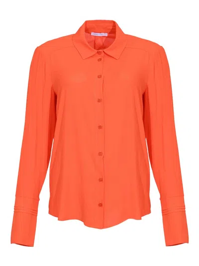 Patrizia Pepe Soft Shirt In Deep Orange Viscose Crepe