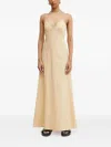 Patrizia Pepe Spaghetti-straps V-neck Maxi Dress In Gold