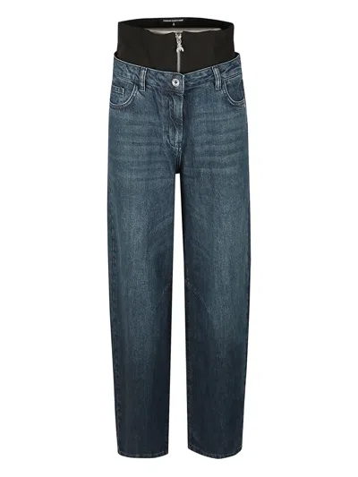 Patrizia Pepe Split-hem Jeans In Blue