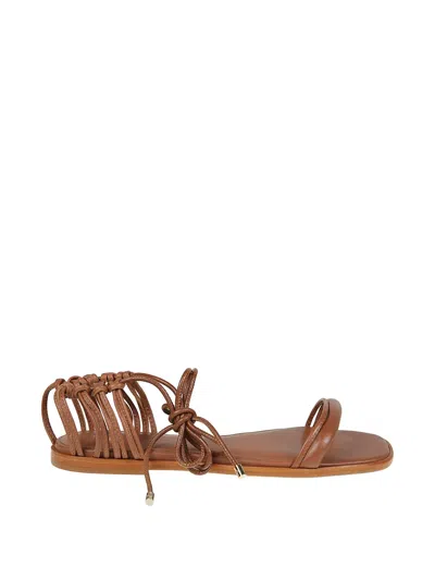 Patrizia Pepe Square Essential Fly Flat Sandals In Brown