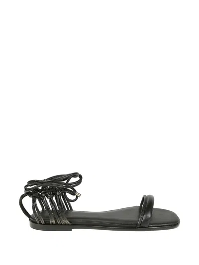 Patrizia Pepe Square Essential Fly Leather Sandals In Black