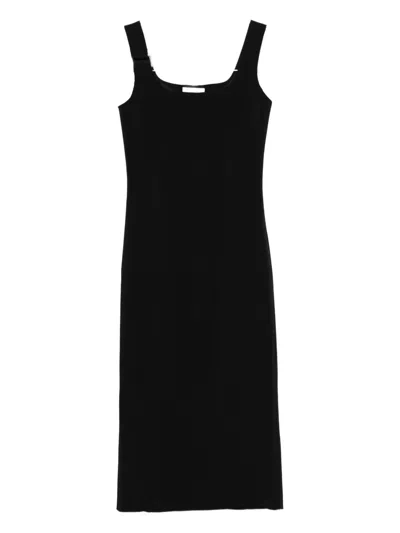 Patrizia Pepe Square-neck Midi Dress In Black