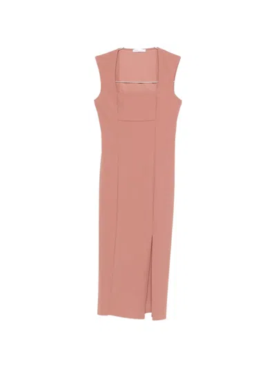 Patrizia Pepe Square-neck Midi Dress In Pink