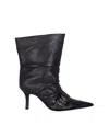 Patrizia Pepe Asymmetrical Black Leather Boots With Front Buckle Detail In Black
