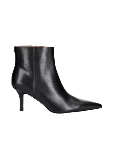 Patrizia Pepe Pointed Toe Stiletto Ankle Boots With Silver Hardware In Black