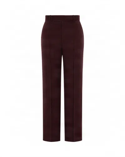 Patrizia Pepe Straight-leg Pants With High Waist And Front Seams In Burgundy