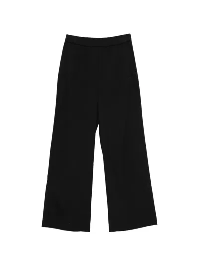 Patrizia Pepe Straight-leg Poplin Trousers In Black