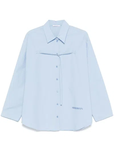 Patrizia Pepe Strap-detail Shirt In Ca38 Shirting Sky