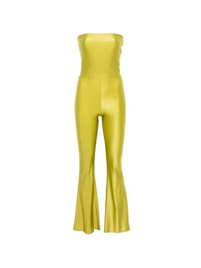 Patrizia Pepe Strapless Flared-leg Jumpsuit In Gold