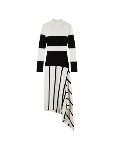 Patrizia Pepe Striped Asymmetric Maxi Dress In Multi