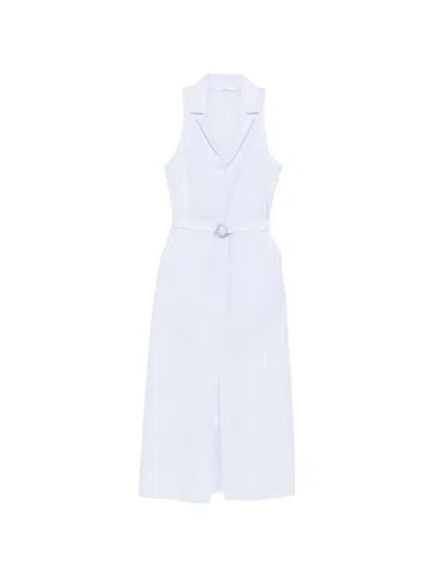 Patrizia Pepe Striped Belted Midi Dress In White