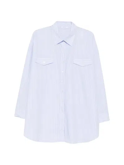 Patrizia Pepe Striped Button-down Shirt Dress In Blue