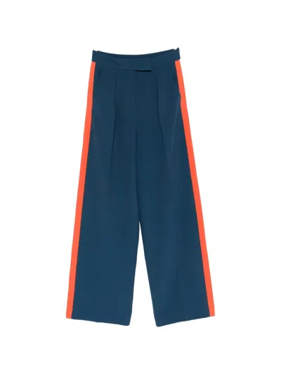 Patrizia Pepe Striped Fluid Trousers In Blue