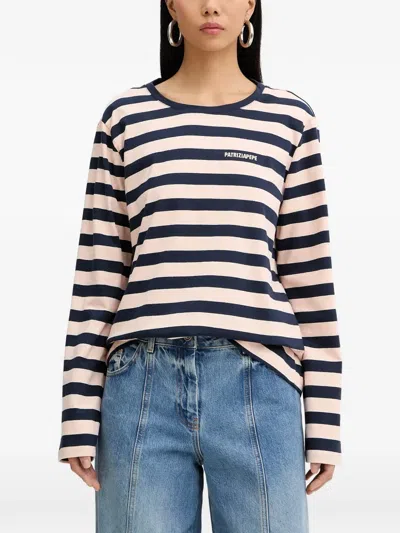 Patrizia Pepe Striped Long-sleeve T-shirt In Black