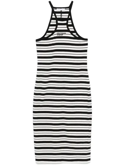 Patrizia Pepe Striped Mini Dress In Black