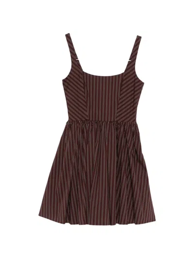 Patrizia Pepe Striped Mini Dress In Brown