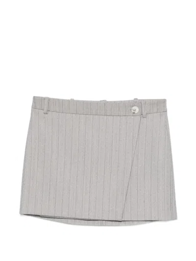 Patrizia Pepe Striped Mini Skirt In Gray