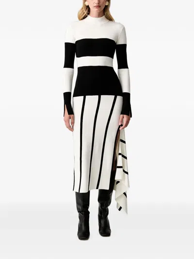 Patrizia Pepe Striped Open-back Midi Dress In White
