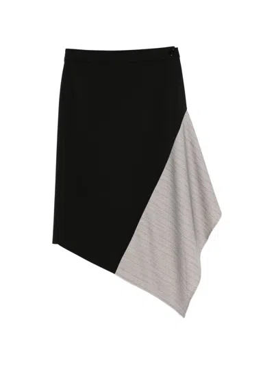 Patrizia Pepe Striped Panel Skirt In Black