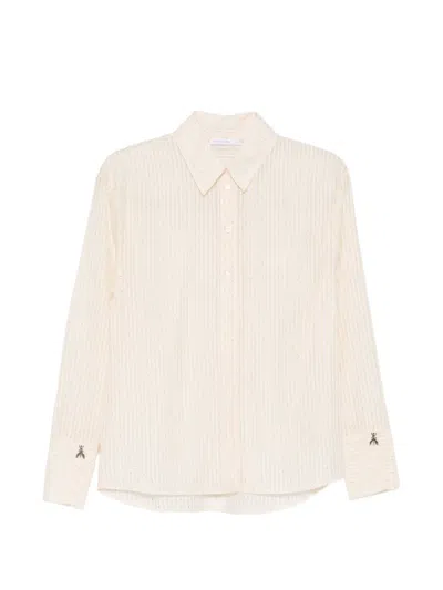 Patrizia Pepe Striped-pattern Studded Shirt In Neutral