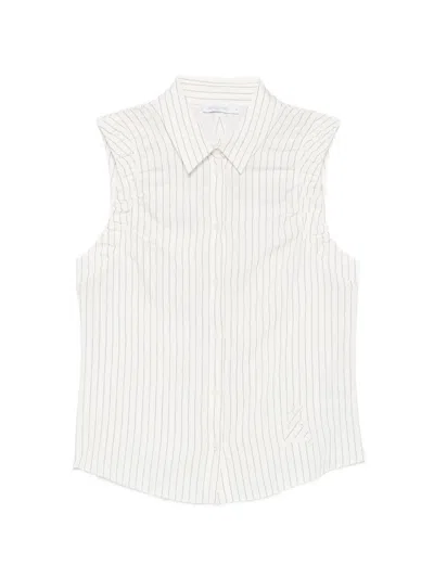Patrizia Pepe Striped Sleeveles Shirt In White