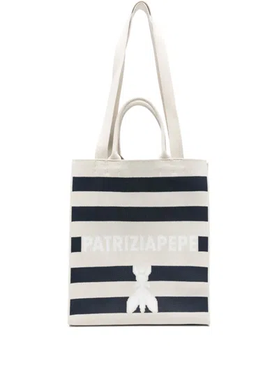 Patrizia Pepe Striped Tote Bag In Neutrals