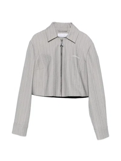 Patrizia Pepe Striped Zip Jacket In Gray