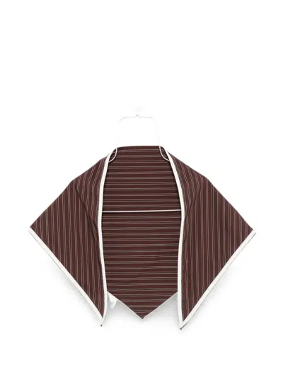 Patrizia Pepe Stripe-pattern Logo-patch Scarf In Brown