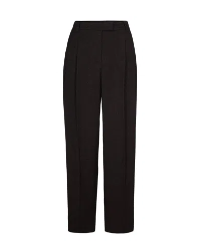 Patrizia Pepe Structured Wide-leg Pants With Textured Detail In Black
