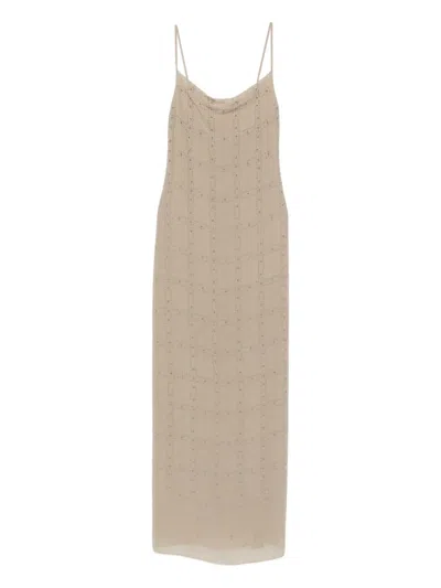 Patrizia Pepe Stud-embellished Dress In Neutral