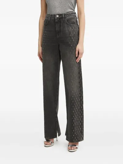 Patrizia Pepe Stud-embellished Jeans In Gray