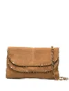 Patrizia Pepe Stud-embellished Suede Shoulder Bag In Neutral