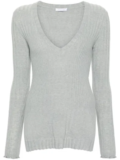 Patrizia Pepe Stud-embellished Sweater In Grey