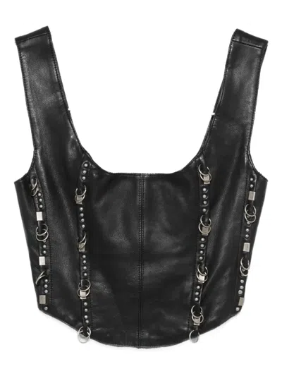 Patrizia Pepe Studded Leather Top In Black